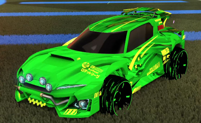 Rocket league Mudcat GXT Forest Green design with Blade Wave,Tidal Stream