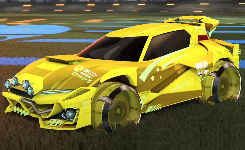 Rocket league Mudcat GXT Saffron design with Irradiator,Wet Paint