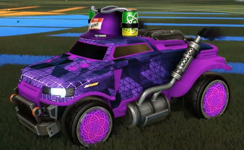 Rocket league Road Hog Purple design with Zomba,Trigon,Drink Helmet