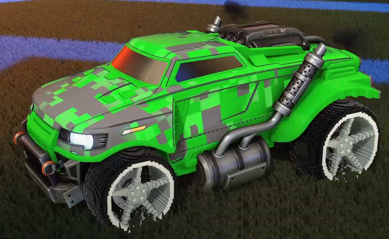 Rocket league Road Hog  Forest Green design with Low-Poly,Parallax