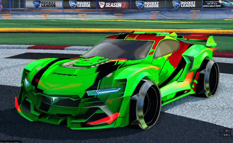 Rocket league Tyranno GXT Forest Green design with Irradiator,Exalter