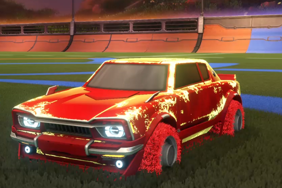 Rocket league Dingo Crimson design with Green Machine,Fire God